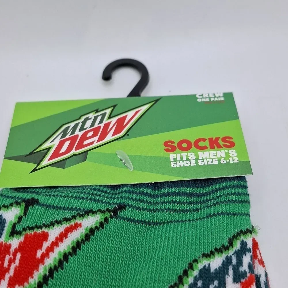 Mountain Dew crew socks soda novelty graphic accessory